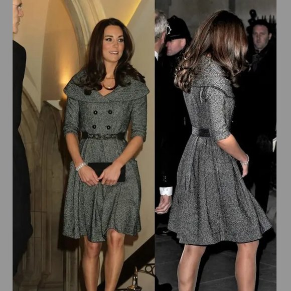 Jesire Black White Tweed Coat Dress ASO Kate Middleton - Picture 3 of 11